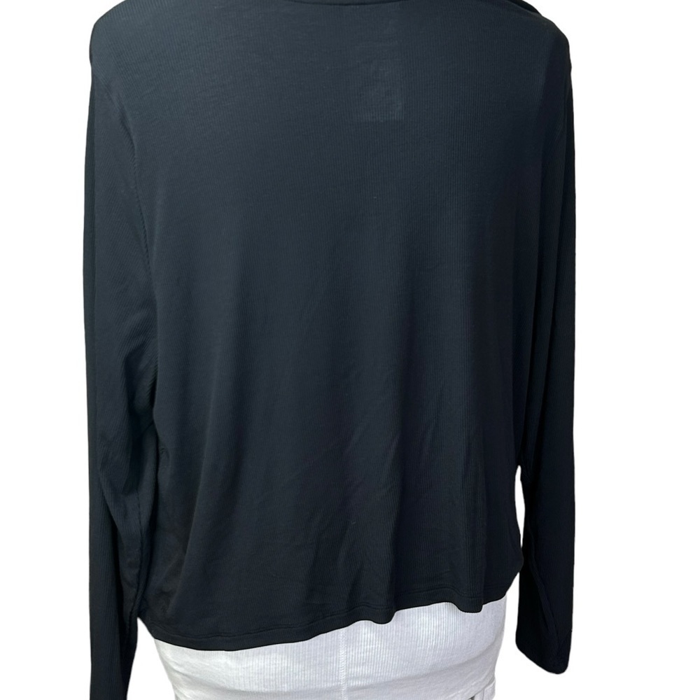 NEW All In Motion Ribbed Twist Front T-Shirt XXL long sleeve black - Picture 3 of 4